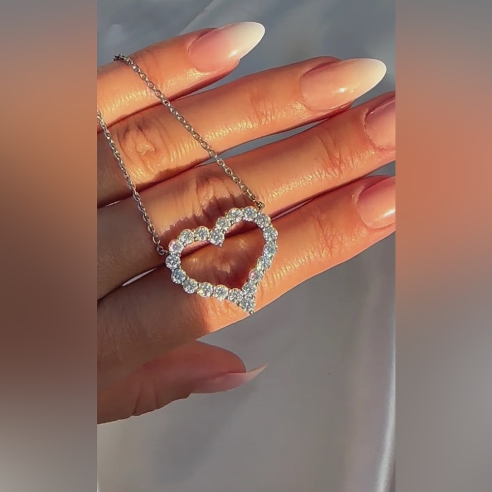 2 CT tw Heart Love Moissanite Necklace